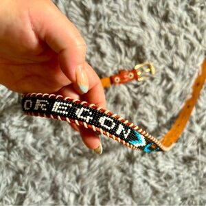Vintage old school beaded state souvenir belt, Oregon